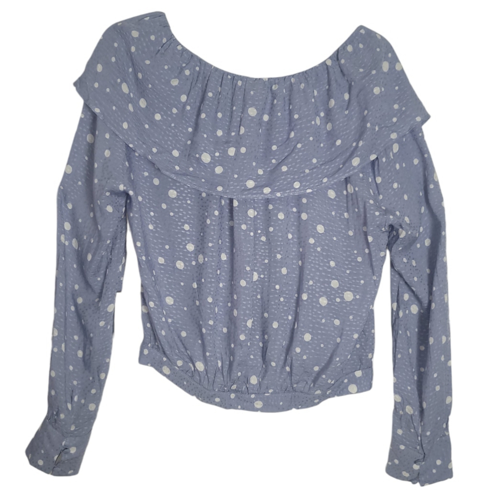 Women Lumiere Blouse Top L Blue White - Picture 3 of 8
